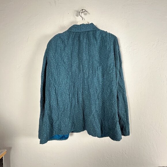 Flair Womens Blue Textured Blazer Jacket Medium Two-Button Pockets Lightweight - Picture 2 of 9